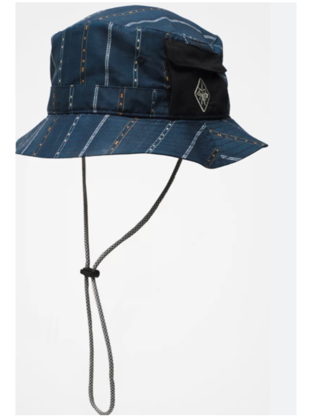 Men's Prana Bucket Hat Kootenai One Size with Pocket Blue Black Tribal Aztec - Picture 8 of 8